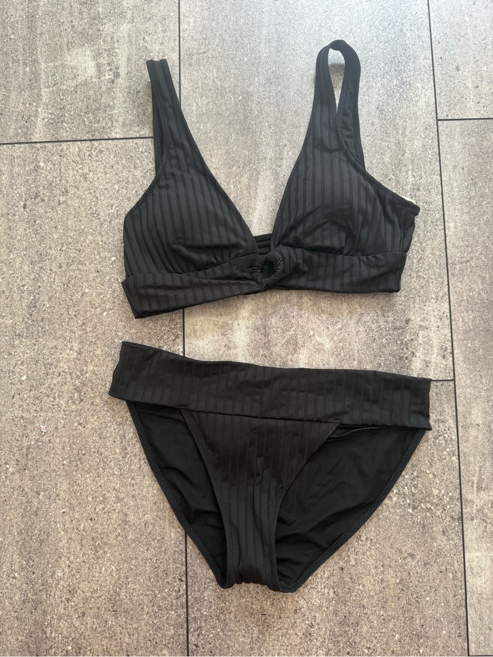 Aerie Black Ribbed Bikini Set